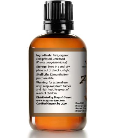 ALMOND OIL - SWEET VIRGIN ORGANIC GLASS BOTTLE 4oz - Buy Online on GoSupps.com