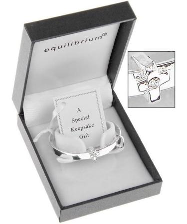 Silver Plated Christening/New Baby Bangle - Equilibrium (6780) - Buy Online on GoSupps.com