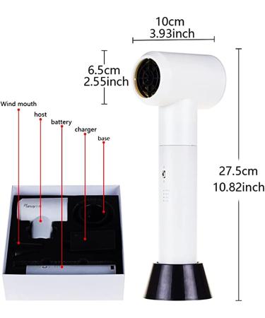 Cordless Hair Dryer Portable Travel Rechargeable Hair Dryer 12 Modes Hot and Cold Air Hair Dryer for Outdoor/Indoor - Buy Online on GoSupps.com