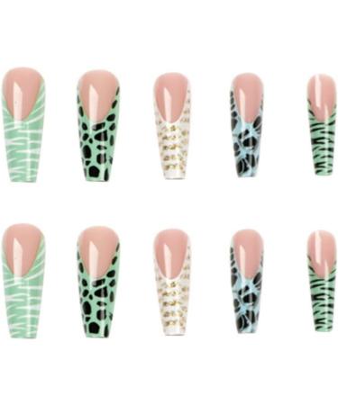 JustOTRY 24 Pcs Multi Colour French Press on Fake Nails | Pretty Nude Ballerina Stick on Nails for Women | Acrylic Coffin False Nails with Glue | Nail Art Pastel & Coffin Design - Buy Online on GoSupps.com