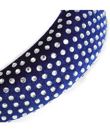 Retro Thicken Padded Velvet Diamante Wide Chunky Hair Band/HeadBand/Alice Band in Blue - Buy Online on GoSupps.com