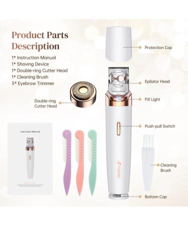 Epilator Facial Epilator Remover for Women 2 in 1 Cordless Mini Electric Facial Hair Remover with LED Light Hair Removal Device for Face Armpit Leg Arms Bikini Rosegold06 - Buy Online on GoSupps.com
