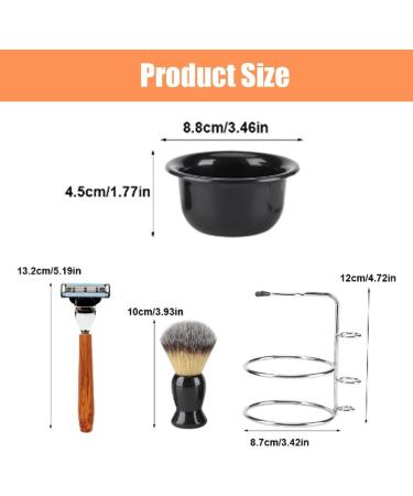Fydun Men's Shaving Set - 4-Part Manual Razor Hair Brush Shaving Shell & Stainless Steel Rack | Classic Wet Shaving Essentials - Buy Online on GoSupps.com
