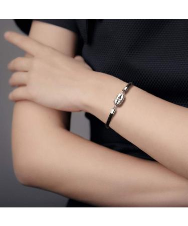 Essential Oil Diffuser Bracelet - Aromatherapy Stainless Steel Locket with Leather Adjustable Wristband | Perfect Gift for Mother's Day for Women & Men - Silver - Buy Online on GoSupps.com
