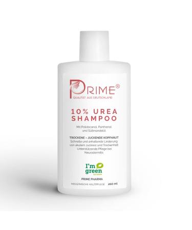 PRIME Prime 10% Urea Shampoo (200ml) with Polidocanol Panthenol & Sweet Almond Oil - Medical Shampoo for Itching & Dry Scalp - Eco-friendly Packaging