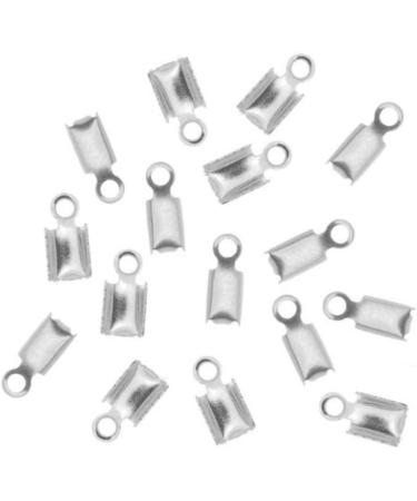 100pcs Sterling Silver Plated Tube Fold Over Cord Ends 9mm - Stopper Connector Crimps Tips for Jewelry Making - Buy Online on GoSupps.com