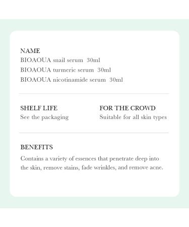 BIOAQUA 3in1 Facial Serum Set - Moisturizing Nicotinamide Turmeric & Snail Secretion for Anti-Oxidation Hydration & Anti-Wrinkle - 3x30ml International Shipping - Buy Online on GoSupps.com