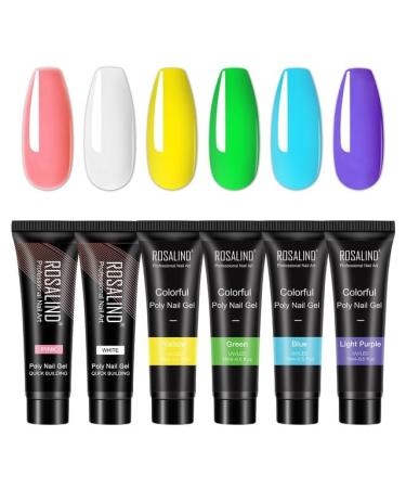 Rosalind 6pcs/Lot Poly Nail Gel Kit Extension Builder Acrylic Art UV Gel Polish Manicure Set Hybrid Varnishes Semi Permanent - (Color: RE-6GELSTOOL-13)