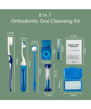 Portable Dental Travel Set - 8-Piece Custom Oral Care Kit for Hygiene & Orthodontics (Blue - Buy Online on GoSupps.com