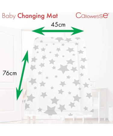 Callowesse Baby Changing Mat 79x47cm. Waterproof Wipe Clean Raised Edges Portable and Foldable Grey Stars Design - Buy Online on GoSupps.com