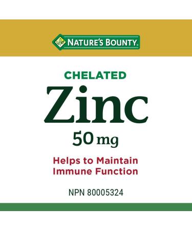 Nature's Bounty Chelated Zinc 50mg Supports Immune Function and Maintain Body's Ability to Metabolize Nutrients Maintains Healthy Skin and Bones 200 Caplets - Buy Online on GoSupps.com