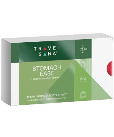 TRAVELSANA Organic Ginger Supplement | 18 mg Gingerols | 2,000 mg Raw Ginger Root Powder Eq. | 10:1 Extract | Supports Stomach Comfort* & Motion-Related Nausea* | Travel Essentials | 30 Veg Capsules