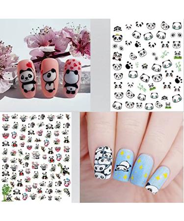 Panda Nail Stickers Decal - 5 Sheets 3D Self-Adhesive Cute Cartoon Nail Art Supplies for Women, Kids & Girls - Designer Manicure DIY Decorations - Buy Online on GoSupps.com