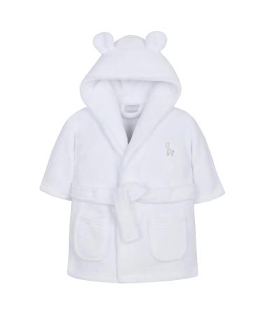 Baby Boy Girl Babies Dressing Gown Robe Plush Fleece Velvet Soft Cosy Warm Gift 3-4 Years White