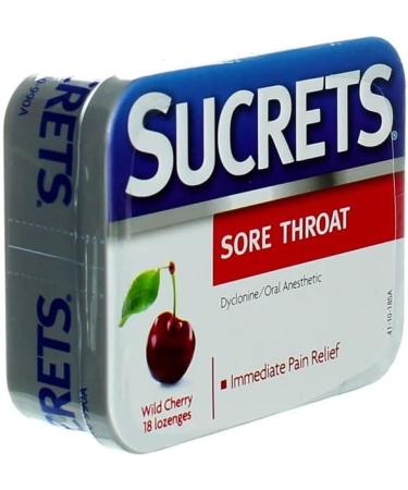 Sucrets Sore Throat Lozenges - Wild Cherry Flavor | 18 Count Each | Pack of 5 | Buy Internationally - Buy Online on GoSupps.com