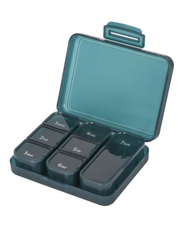 Portable Small Pill Box Travel Pill Box 7 Compartment Daily Pill Box for Medicines Drugs Vitamins and Fish Oil(Blue) 7 compartment Blue