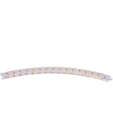 Bracelet Single Row Two-Tone Ti-Steel Jewelry Accessories Gifts Crafts 1.6 cm Width (Silver)