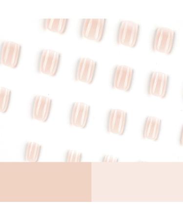 24Pcs Square Press On Nails Set with Glue & DIY Tools - Nude Pink Gradient False Nails Tips for Women & Girls - Full Cover Fake Nails Art - Buy Online on GoSupps.com