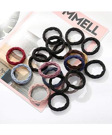 20-Piece Cotton Hair Ties Set - Elastic Ponytail Bands for Women and Girls - Multicolored + Black - 4.5cm Diameter - Buy Online on GoSupps.com