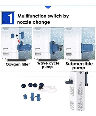 Quiet 4-in-1 Aquarium Internal Filter 500-1800L/h - Efficient Water Pump & Oxygen Ventilation for 20-1500L Aquariums - Buy Online on GoSupps.com
