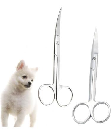 PopetPop 4-Piece Stainless Steel Scissors Set - Onion Fabric & Pet Hair Cutters | Curved & Round Head Design | 18x5cm | Silver - Buy Online on GoSupps.com