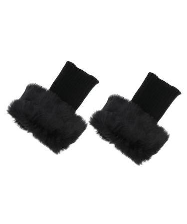 Kisangel 2 pairs of boot covers from fur winter stockings Stulpens socks for women warm shoe cover ankle warmer Fluffy leg warmer shoe socks Miss Acrylic cuff shoe protection
