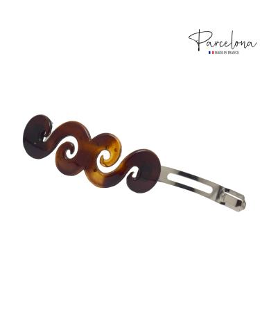 Parcelona French Swirl Medium Tortoise Shell Celluloid Hair Clip Barrette - 3 Inches - Buy Online on GoSupps.com