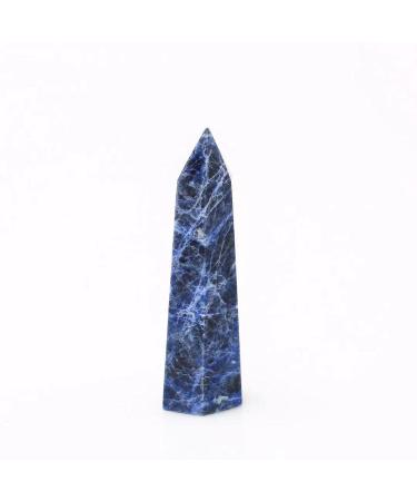 Beautiful Crystal 1pc 80mm-90mm Natural Blue Sodalite Spiritual Quartz Stones Crystals Tower Point Household Natural Stones and Minerals