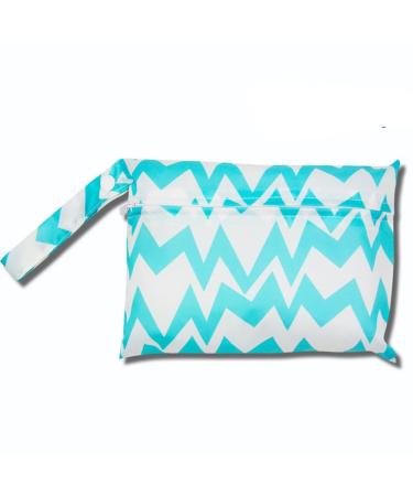 Qiantull Mini diaper bag with colorful animal pattern waterproof windbag winding bag 22 * 15cm small wet bag diaper pocket wet dry cloth organizer bags swimming travel beach green streak