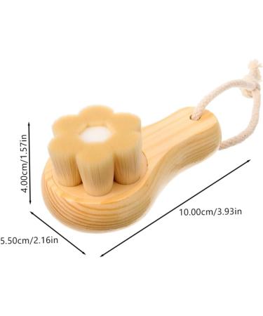 Housoutil Facial Wash Brush with Wooden Handle Face Brush Face Sponges Facial Cleansing Brush Face Scrubber Face Exfoliator Face Dry Brush Manual Cleasing Milk Artificial Fiber - Buy Online on GoSupps.com
