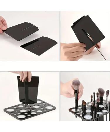 Makeup Brushes Drying Rack - 28 Slot Acrylic Brush Holder & Stand for Artists | Perfect for Makeup & Nail Brushes - Black - Buy Online on GoSupps.com