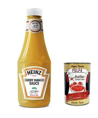 Italian Gourmet E.R. Heinz Curry Mango 3-pack squeeze bottles for sauce 875ml + Gourmet Italian Polpa 400g