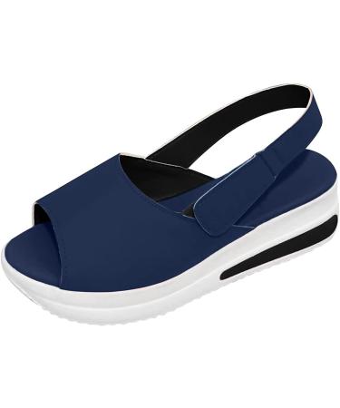 Womens High Heel Wedge Sandals 2022 | Ankle Strap Summer Shoes | Outdoor Walking Sandals 9.5-10 A1-blue - Buy Online on GoSupps.com