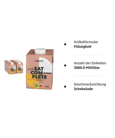 Saturo Cocoa Drinking Meal - Vegan Astronaut Food with Protein & Nutrients | 6x500ml | 500kcal Per Pack - Buy Online on GoSupps.com