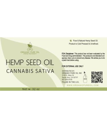 Hemp Seed Oil - 100% Pure Unrefined Cold Pressed Organically Sourced All Natural Non GMO Extra Virgin Undiluted Carrier Oil - 32 oz - 1 Quart - For DIY Essential Oils Cosmetics - Packaging May Vary - Buy Online on GoSupps.com