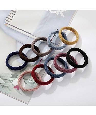 20-Piece Cotton Hair Ties Set - Elastic Ponytail Bands for Women and Girls - Multicolored + Black - 4.5cm Diameter - Buy Online on GoSupps.com