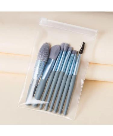 8-Piece Blue Makeup Brush Set: Enhance Your Face Makeup With Angular Blush Flat Brush Smudge Brush - Lighted Personalized Features Included - Buy Online on GoSupps.com