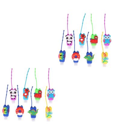 16 Pcs Cartoon Pattern 30ml Hand Silicone Case Portable Bottle Covers Refillable Bottles Sub Packaging Round Bottle Lotion Dispense Plastic Bottle 8*4.5cmx2pcs As Shownx2pcs