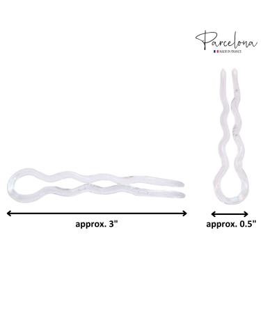 Parcelona French Slick Small Clear Wavy Chignon U Shaped Set - 3 Hair Pins - Made in France - Buy Online on GoSupps.com