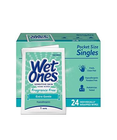Wet Ones Sensitive Skin Hand Wipes Singles - Extra Gentle, Fragrance-Free, Alcohol-Free - 24 Count x 2 Pack - Buy Online on GoSupps.com