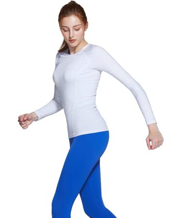 ATHLIO Women's Compression Shirt 2-Pack - Cool Dry Fit Long Sleeve for Workout & Yoga - White, Small - Buy Online on GoSupps.com