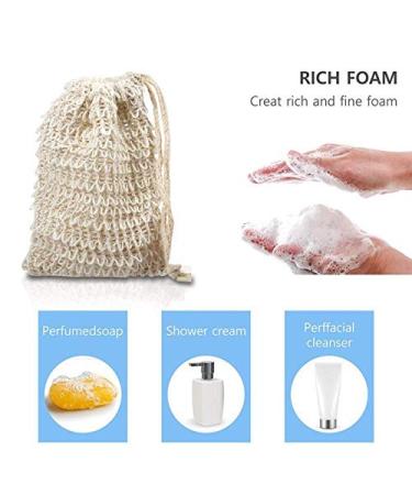 KIPETTO 15 Pieces Natural Sisal Soap Bags - Exfoliating Vegan Drawstring Bags for Shower & Bath - 14 x 9 cm - Buy Online on GoSupps.com