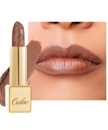 Oulac lipstick metallic gloss finish no granular feeling lip stick with long -lasting moisturizing and waterproof vegan 4.3g (09) Guilty Pleasure Metallic Mauve Brown - Buy Online on GoSupps.com