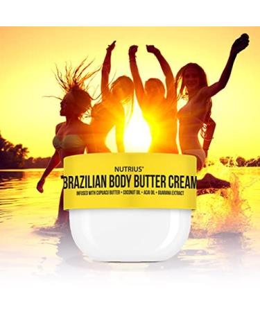 Nutrius Brazilian Body Butter Cream | Vegan Friendly | Fast Absorbing & Non-Greasy | Cupuacu, Coconut, Acai, Guarana Extract | 6 FL Oz - Buy Online on GoSupps.com
