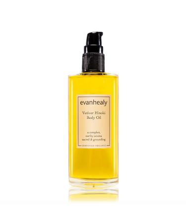 evanhealy Vetiver Hinoki Body Oil | Organic Body Oil Body Care to Calm Center & Sensualize | Silky Moisturizing Plant Oil Infusion for Head to Toe Moisture