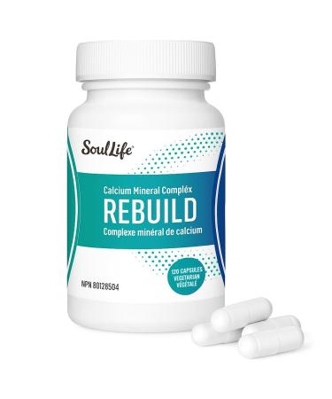 SoulLife Rebuild -Calcium Mineral Complex with Magnesium - Made with Lithothamnium Calcareum Seaweed - Plant-Based Daily Vitamins for Joint Support Supplement - 120 Vegetarian Capsules