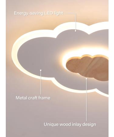Fanlg LED Ceiling Lamp Clouds - 26W Dimmable Kids Lighting with Remote Control | 3000-6000K | Creative Wood Design for Bedroom & Living Room - Buy Online on GoSupps.com