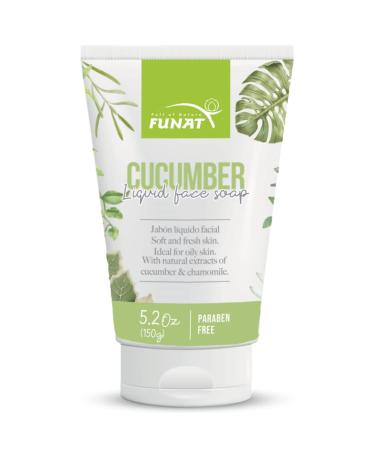 Funat Cucumber with Chamomille Face Liquid Organic Gel Facial Foam Cleanser Moisturizer Oily Skin Paraben-Free 5.2 Oz-150 g
