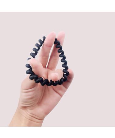 10 Piece Spiral Telephone Cable Hair Ties | Elastic Coil Hair Bands in 5 Colors | Traceless Stretchy Hair Rings for All Hair Types - Black - Buy Online on GoSupps.com