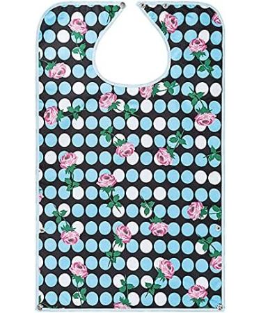 BauGaa Water-Repellent Adult Bib - Washable Clothing Protection for Seniors | Large Blue-White Roses Design - Buy Online on GoSupps.com